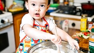 Funny Toddler Playing with Flour – Messy and Hilarious Moment! ????????