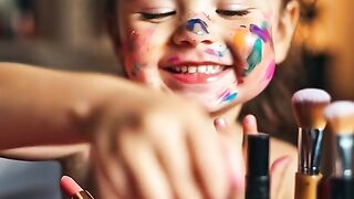 Toddler Smashes Makeup on Face – Hilarious Mess