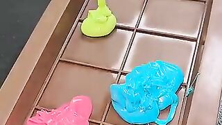Adding all rainbow colors to this Dubai Chocolate ???????? No music! #asmr #dubaichocolate #day1