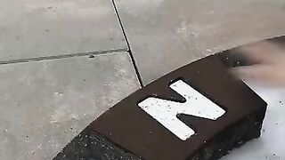 Installing the Iron Point Compass rose in a patio. It points north. #asmr #satisfying #assemble