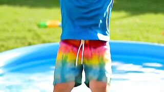 Tiny Splash! ???? Toddler’s Hilarious Pool Jump Fail"