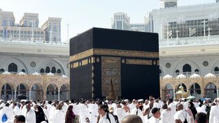 pilgrims at the kaaba in mecca during hajj | Professional HD Video
