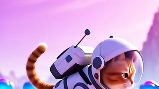 Galactic Kitty: Cat Astronaut on an Alien Planet”