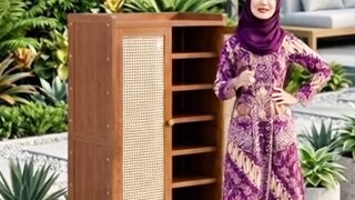 Rak sepatu bambu rotan estetik minimalis