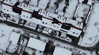 The Shy Snow Woman and the Cursed Ring - aerial winter cityscape with snow covered streets | Tr