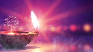 Diwali Diya Lamp with Burning Flame