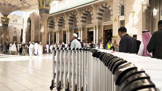 busy day at the prophet s mosque in medina | Professional HD Video