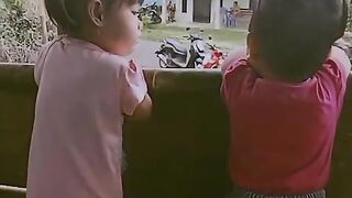 My daughter is with her brother????????playing