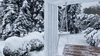The Shy Snow Woman and the Cursed Ring - a swing in the snow with a bench and trees | Trending