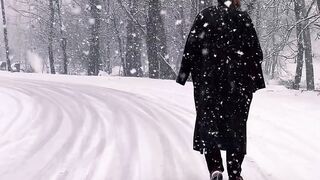 wonder man - man walking on snowy road in winter scene | Trending HD Video