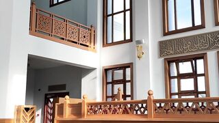 elegant modern mosque interior with wooden accents | Professional HD Video