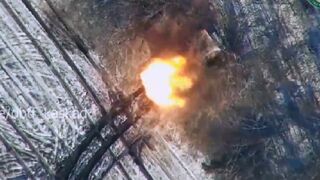 Ukrainian Lancet loitering munition strikes on a 2S1 and reportedly an RM-70 MLRS