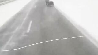 Motorcycle with sidecar winter riding