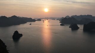 4K resolution - breathtaking sunset over halong bay aerial view | Trending HD Video