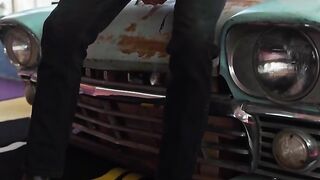 Carrefour - a young man posing by a vintage car wall decor | Trending HD Video