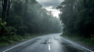 heavy rain on mountain roads, stock video free download