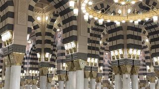 majestic interior of mosque in medina | Professional HD Video