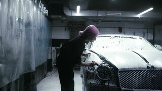 The Shy Snow Woman and the Cursed Ring - woman washing the car with soap | Trending HD Video