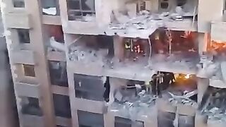 Destruction after the occupation’s shelling of residential apartments in Aisha Bakkar in the Lebanon