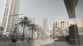 4K Computer Monitor - a city street with palm trees and buildings | Trending HD Video