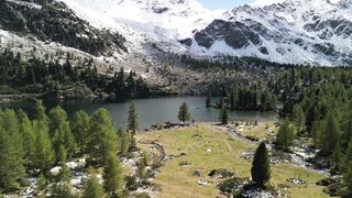 4K Computer Monitor - stunning aerial view of alpine lake and snowy mountains | Trending HD Vid