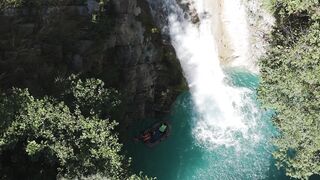 4K Computer Monitor - aerial view of scenic waterfall in forest | Trending HD Video