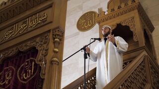 male preacher talking inside a mosque | Professional HD Video
