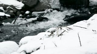 Snow boot - snow covering river side | Trending HD Video