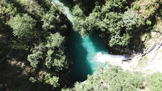 4K resolution - aerial view of scenic river and waterfall in nature | Trending HD Video