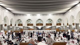 vibrant ramadan gathering inside grand mosque | Professional HD Video