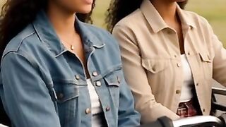 Two girls talk