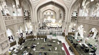 aerial view of mecca s sacred mosque interior | Professional HD Video