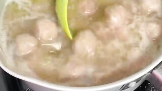 COOKING MEATBALL SOUP