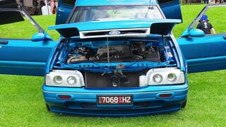 Scarred - blue classic car at outdoor auto show | Trending HD Video