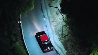 Electric car - vintage red car on winding night road | Trending HD Video