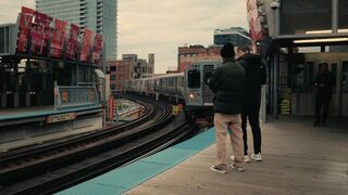 Funnyfuzzy - urban train station scene with approaching train | Trending HD Video