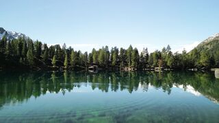 4K Computer Monitor - serene aerial view of alpine lake and forest | Trending HD Video