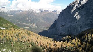 4K Computer Monitor - drone view of autumn colors in dolomites | Trending HD Video