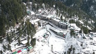 4K Computer Monitor - aerial snowy landscape of murree hills | Trending HD Video