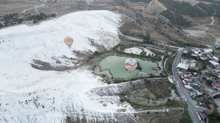 Travel Backpack - stunning aerial view of hot air balloons over pamukkale | Trending HD Video