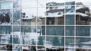 Winter solstice - reflection in the windows of the winter town | Trending HD Video