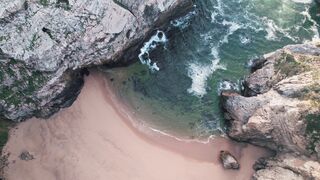 4K resolution - drone view of hidden beach between rocks cabo da roca portugal | Trending HD Vi
