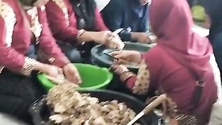 The process of cleaning the meat from the bones, guys????????????