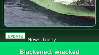 Blackened,-wrecked-Russian-tanker-nears-Malta 2