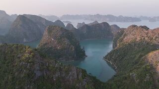 4K Computer Monitor - aerial view of ha long bay at sunset | Trending HD Video