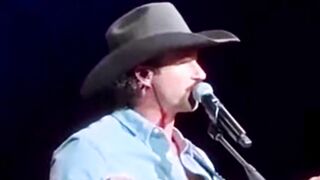 Country music star Riley Green's bleeds after being hit in the face with a fan's phone.