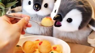 These Twin Penguins Are Having Lunch Together ????