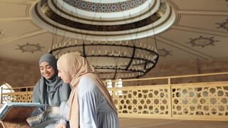 women talking while in the mosque | Professional HD Video