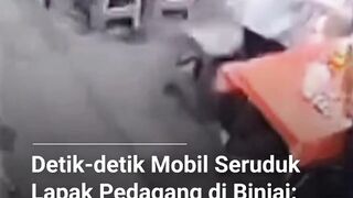 Warga Pasar Kaget di Binjai sempat geger setelah sebuah mobil Honda Brio