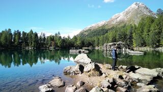 4K resolution - serene lake and mountain drone footage | Trending HD Video